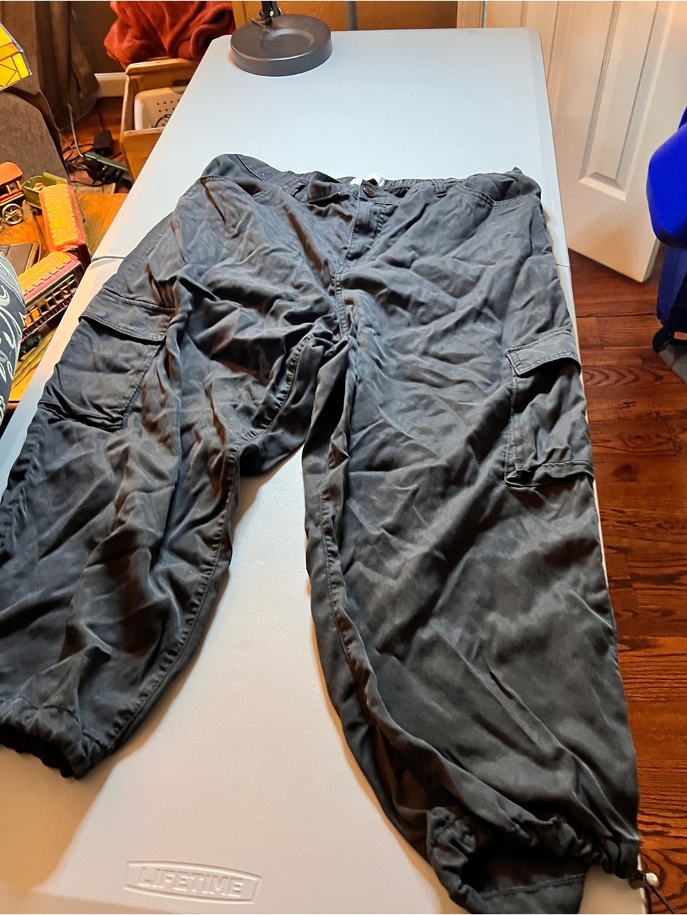 Lane Bryant Black Cargo Pants with Elastic Cuffs